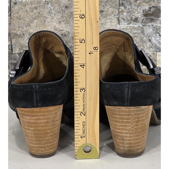 Vionic Cheyenne Mules Nubuck Stacked Heel Western Clogs Black Comfort Women's 8 - Picture 13 of 13